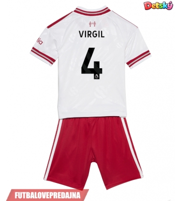 Lacne Dětský Futbalové dres Liverpool Virgil van Dijk #4 2026-27 Krátky Rukáv - Preč (+ trenírky)